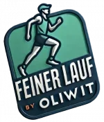 Logo von "Feiner Lauf" - dem organisatorischen Veranstalter der Glühwein-Wanderung im bergischen Land - ein Jogger der bergauf läuft