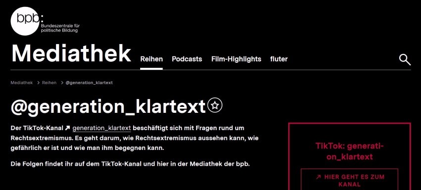 Bild: Platzhalter bis ein richtiger Sponsor gefunden ist. Bis jetzt ein kostenloser Werbeplatz für die Bundeszentrale für politische Bildung